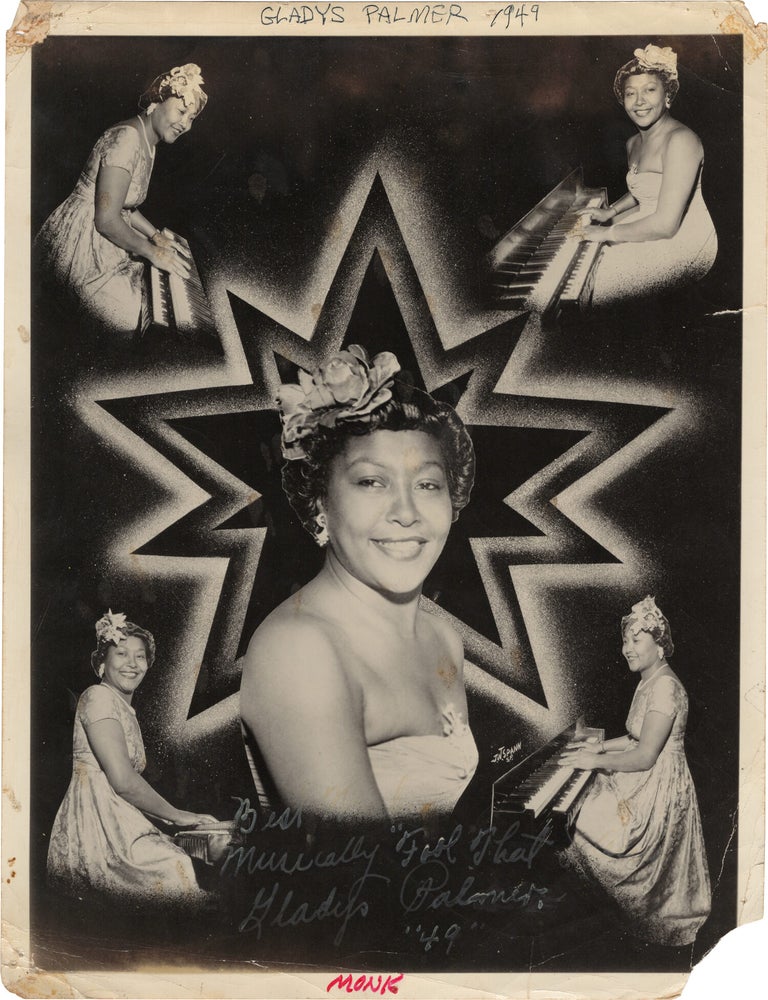 Archive of nearly 150 photographs of jazz, blues, and popular music performers, including 50 INSCRIBED photographs, as well as a handful of personal photographs, belonging to jazz drummer and bandleader "Monk" McFay, circa 1930s through 1950s