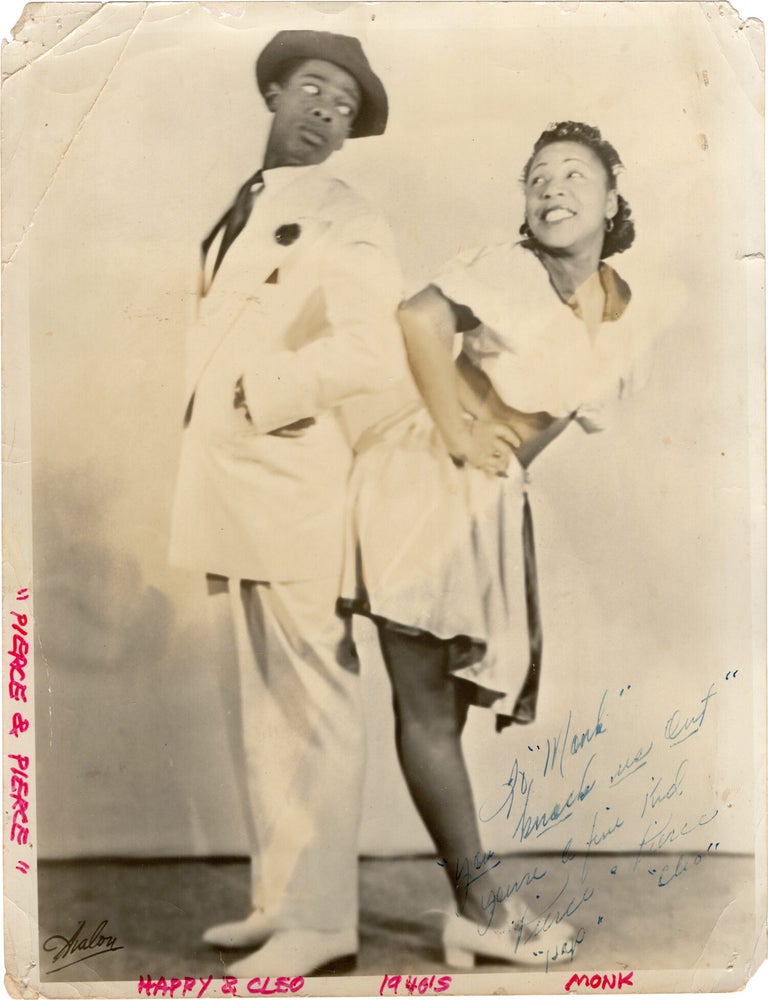 Archive of nearly 150 photographs of jazz, blues, and popular music performers, including 50 INSCRIBED photographs, as well as a handful of personal photographs, belonging to jazz drummer and bandleader "Monk" McFay, circa 1930s through 1950s