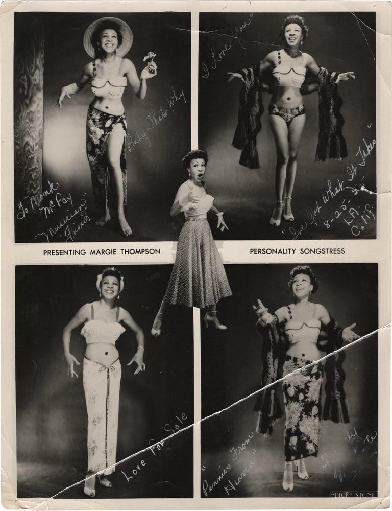 Archive of nearly 150 photographs of jazz, blues, and popular music performers, including 50 INSCRIBED photographs, as well as a handful of personal photographs, belonging to jazz drummer and bandleader "Monk" McFay, circa 1930s through 1950s