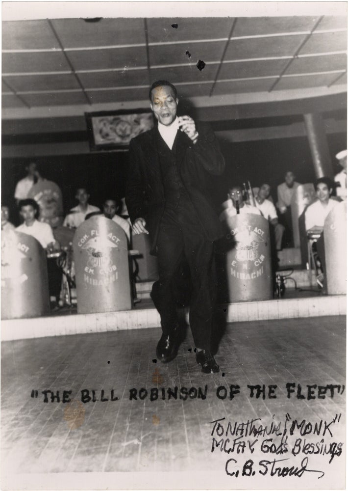 Archive of nearly 150 photographs of jazz, blues, and popular music performers, including 50 INSCRIBED photographs, as well as a handful of personal photographs, belonging to jazz drummer and bandleader "Monk" McFay, circa 1930s through 1950s