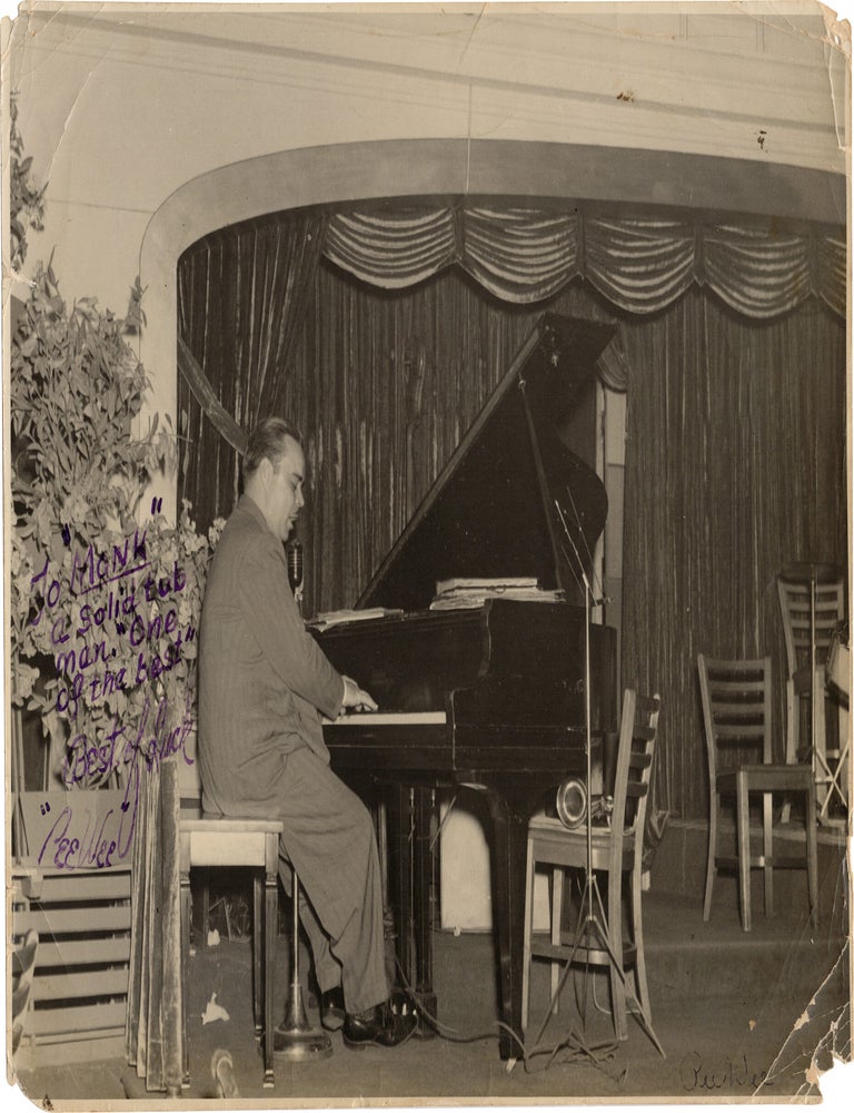 Archive of nearly 150 photographs of jazz, blues, and popular music performers, including 50 INSCRIBED photographs, as well as a handful of personal photographs, belonging to jazz drummer and bandleader "Monk" McFay, circa 1930s through 1950s