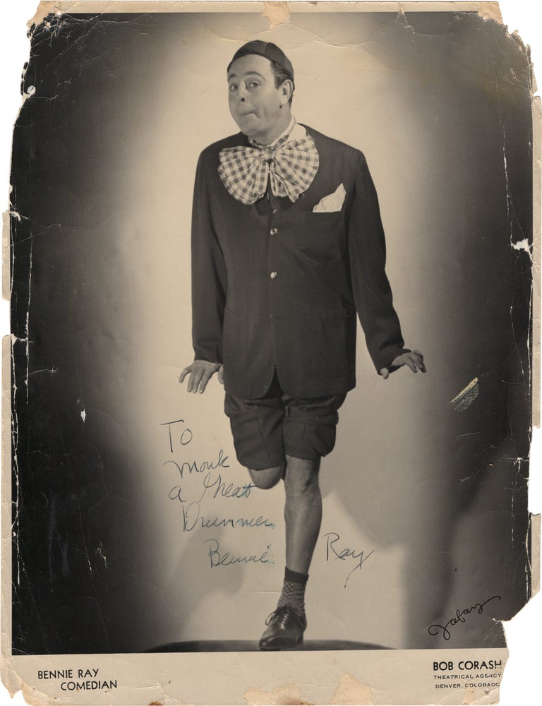 Archive of nearly 150 photographs of jazz, blues, and popular music performers, including 50 INSCRIBED photographs, as well as a handful of personal photographs, belonging to jazz drummer and bandleader "Monk" McFay, circa 1930s through 1950s