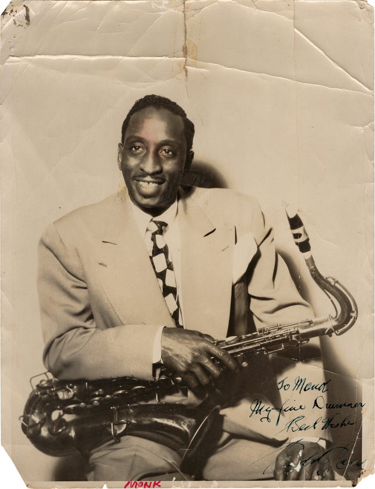Archive of nearly 150 photographs of jazz, blues, and popular music performers, including 50 INSCRIBED photographs, as well as a handful of personal photographs, belonging to jazz drummer and bandleader "Monk" McFay, circa 1930s through 1950s