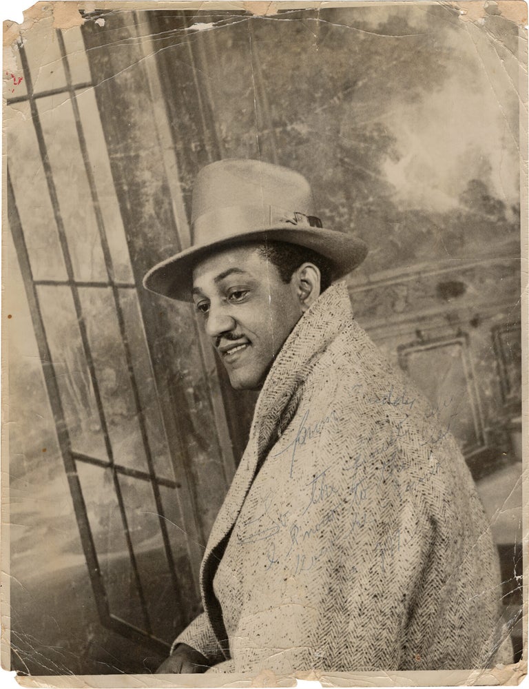 Archive of nearly 150 photographs of jazz, blues, and popular music performers, including 50 INSCRIBED photographs, as well as a handful of personal photographs, belonging to jazz drummer and bandleader "Monk" McFay, circa 1930s through 1950s