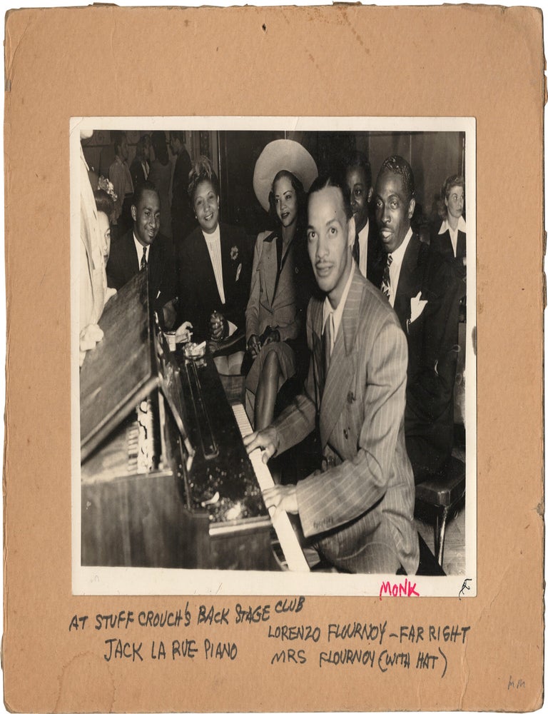 Archive of nearly 150 photographs of jazz, blues, and popular music performers, including 50 INSCRIBED photographs, as well as a handful of personal photographs, belonging to jazz drummer and bandleader "Monk" McFay, circa 1930s through 1950s
