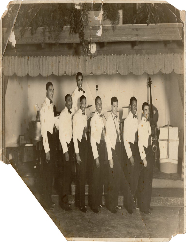 Archive of nearly 150 photographs of jazz, blues, and popular music performers, including 50 INSCRIBED photographs, as well as a handful of personal photographs, belonging to jazz drummer and bandleader "Monk" McFay, circa 1930s through 1950s