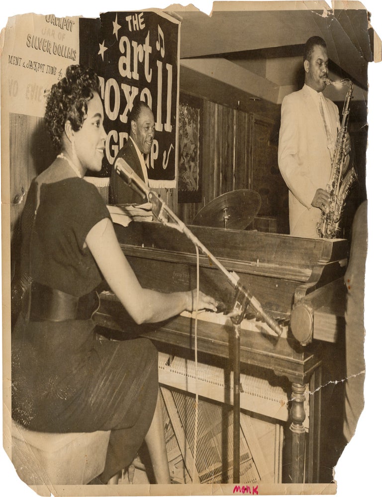 Archive of nearly 150 photographs of jazz, blues, and popular music performers, including 50 INSCRIBED photographs, as well as a handful of personal photographs, belonging to jazz drummer and bandleader "Monk" McFay, circa 1930s through 1950s