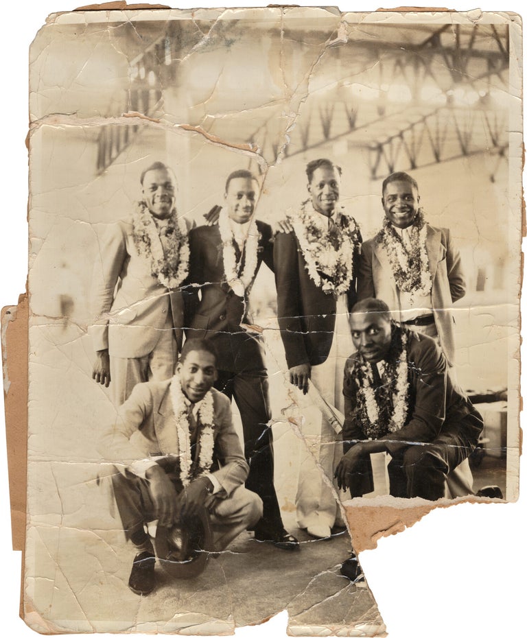 Archive of nearly 150 photographs of jazz, blues, and popular music performers, including 50 INSCRIBED photographs, as well as a handful of personal photographs, belonging to jazz drummer and bandleader "Monk" McFay, circa 1930s through 1950s