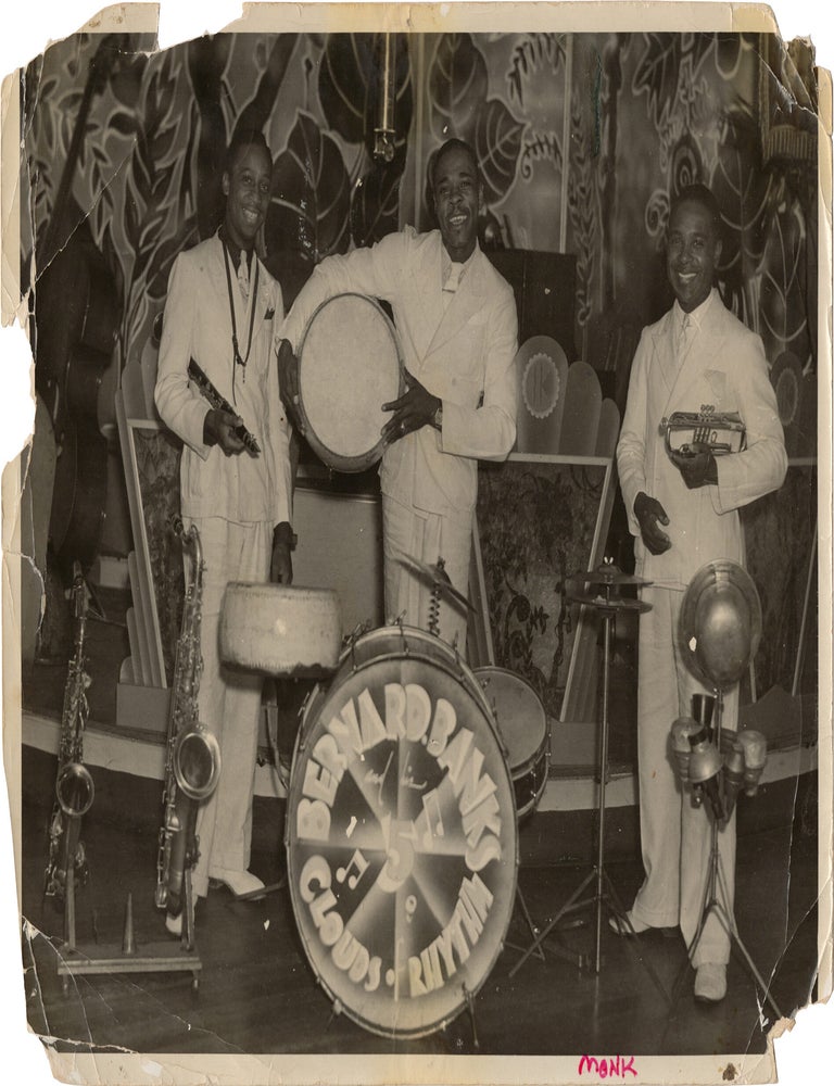 Archive of nearly 150 photographs of jazz, blues, and popular music performers, including 50 INSCRIBED photographs, as well as a handful of personal photographs, belonging to jazz drummer and bandleader "Monk" McFay, circa 1930s through 1950s