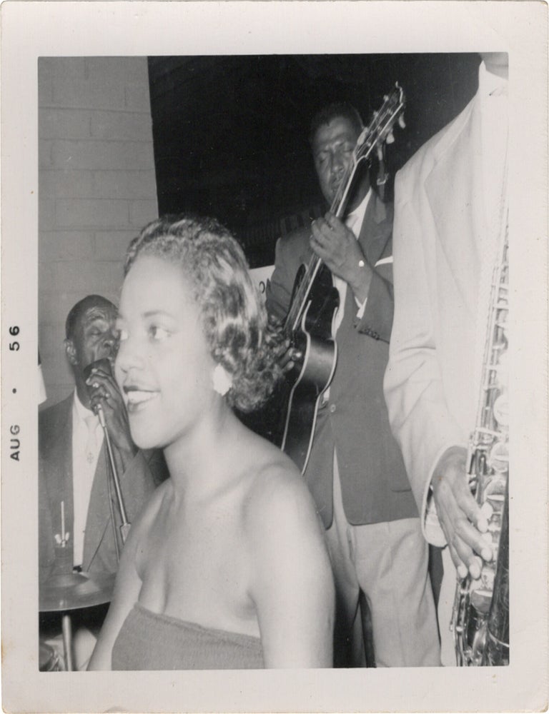 Archive of nearly 150 photographs of jazz, blues, and popular music performers, including 50 INSCRIBED photographs, as well as a handful of personal photographs, belonging to jazz drummer and bandleader "Monk" McFay, circa 1930s through 1950s