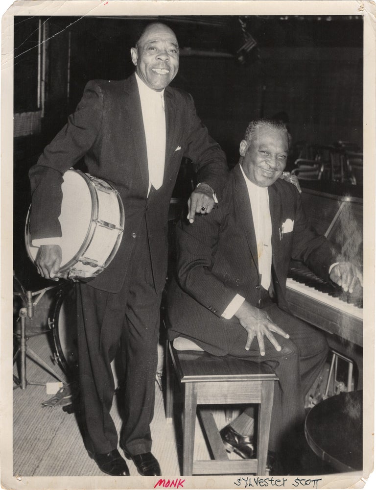 Archive of nearly 150 photographs of jazz, blues, and popular music performers, including 50 INSCRIBED photographs, as well as a handful of personal photographs, belonging to jazz drummer and bandleader "Monk" McFay, circa 1930s through 1950s
