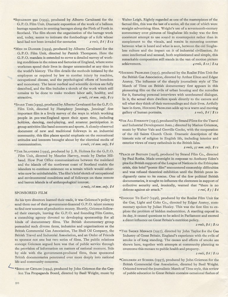 The Museum of Modern Art Film Library: Documentary and Experimental Films 1959