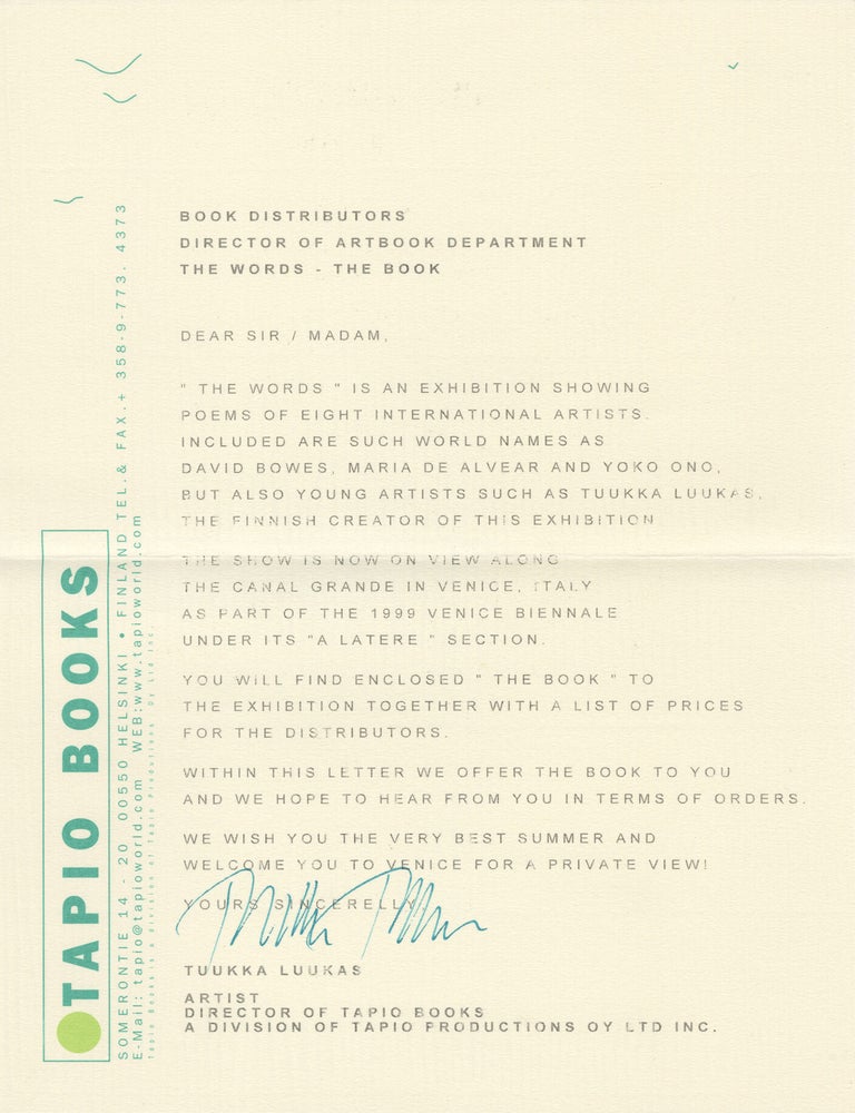 The book: Sanoja = words = paroles: an exhibition of artists' poems