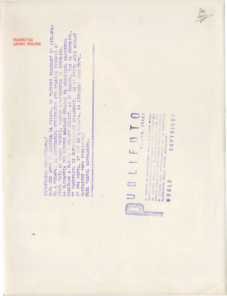 Archive of 29 original photographs of The Living Theatre, 1959-1969