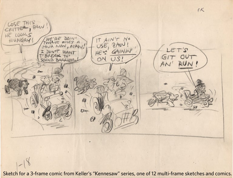 Substantial archive of cartoon artwork by American comics artist Reamer Keller