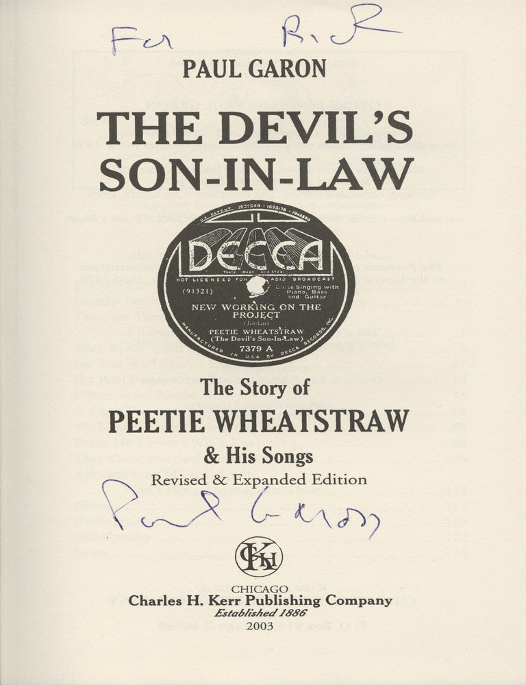 The Devil's Son-in-Law: The Story of Peetie Wheatstraw and His Songs