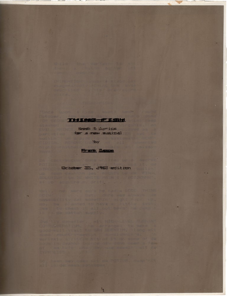 Thing-Fish: Book and Lyrics for a New Musical