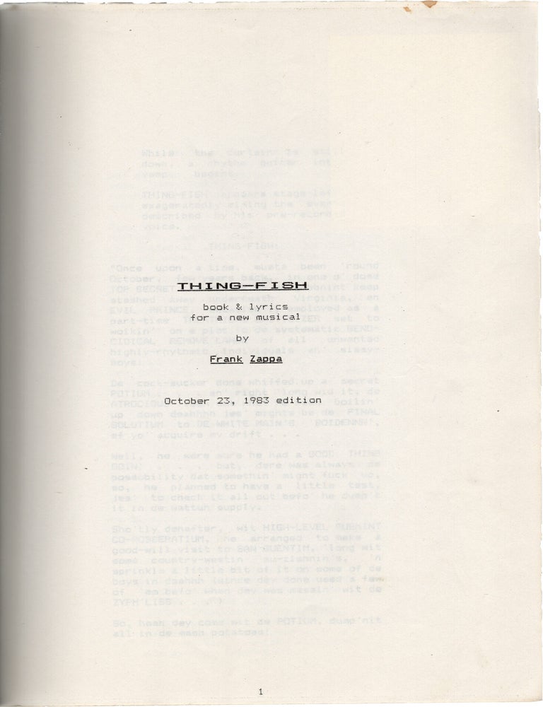 Thing-Fish: Book and Lyrics for a New Musical