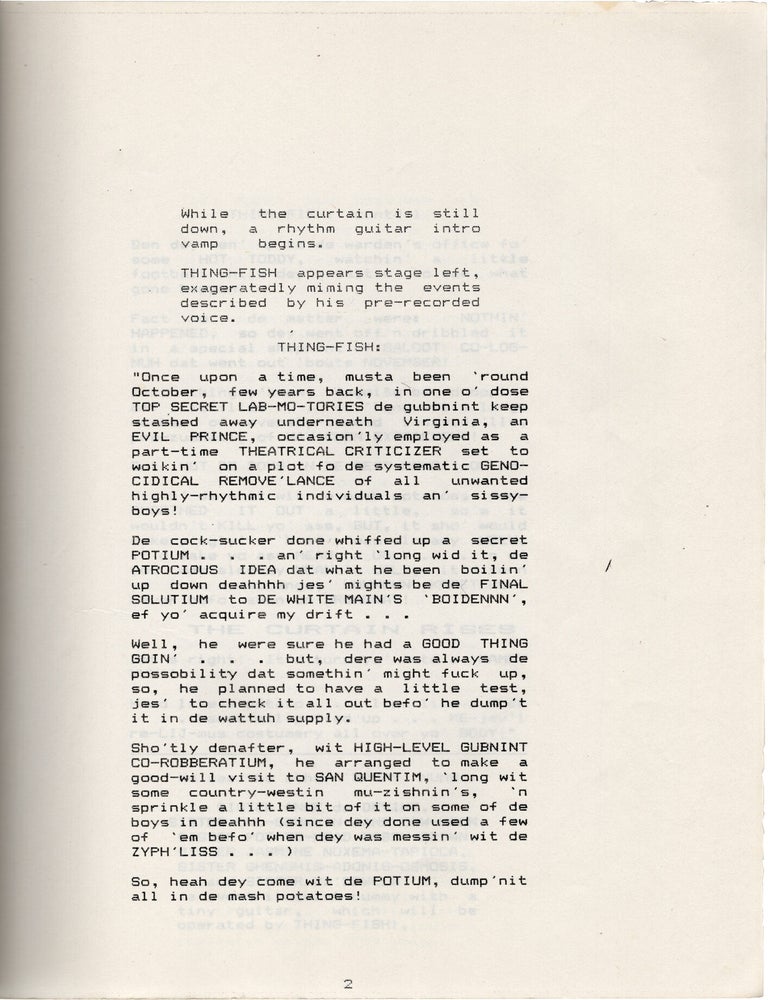 Thing-Fish: Book and Lyrics for a New Musical