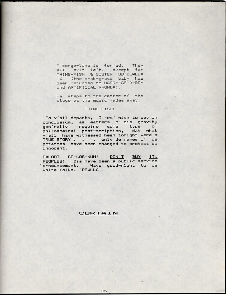 Thing-Fish: Book and Lyrics for a New Musical