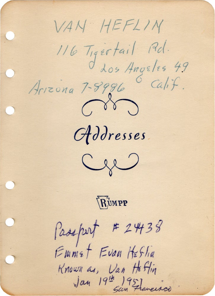 A large archive of personal paper ephemera belonging to actor Van Heflin, 1925-1971