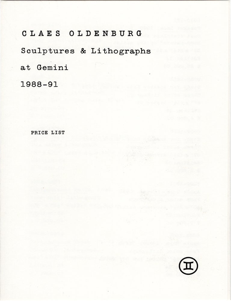 Claes Oldenburg: Sculptures and Lithographs at Gemini 1988-91