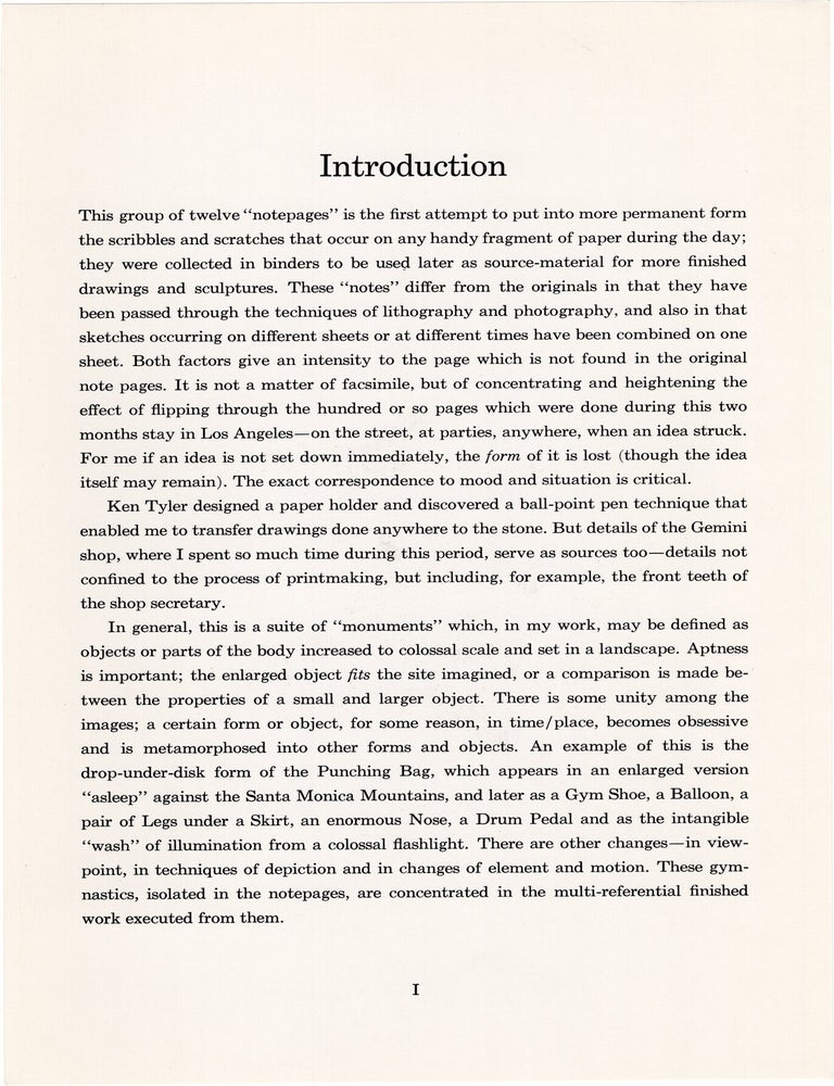 Claes Oldenberg: Notes