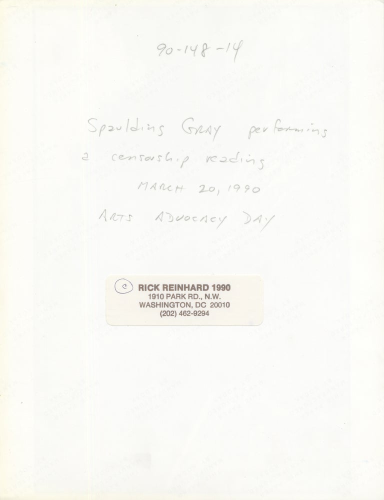 Original photograph of Spalding Gray at an anti-censorship rally, 1990