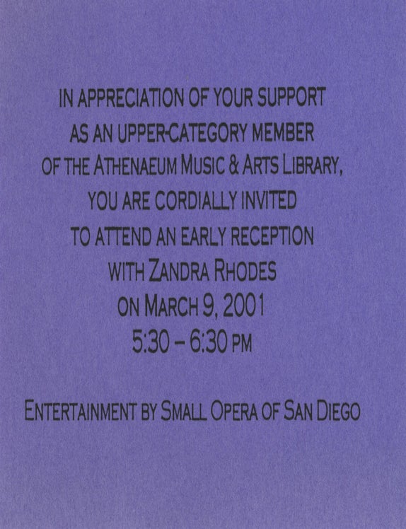 Zandra Rhodes: Making Magic in San Diego