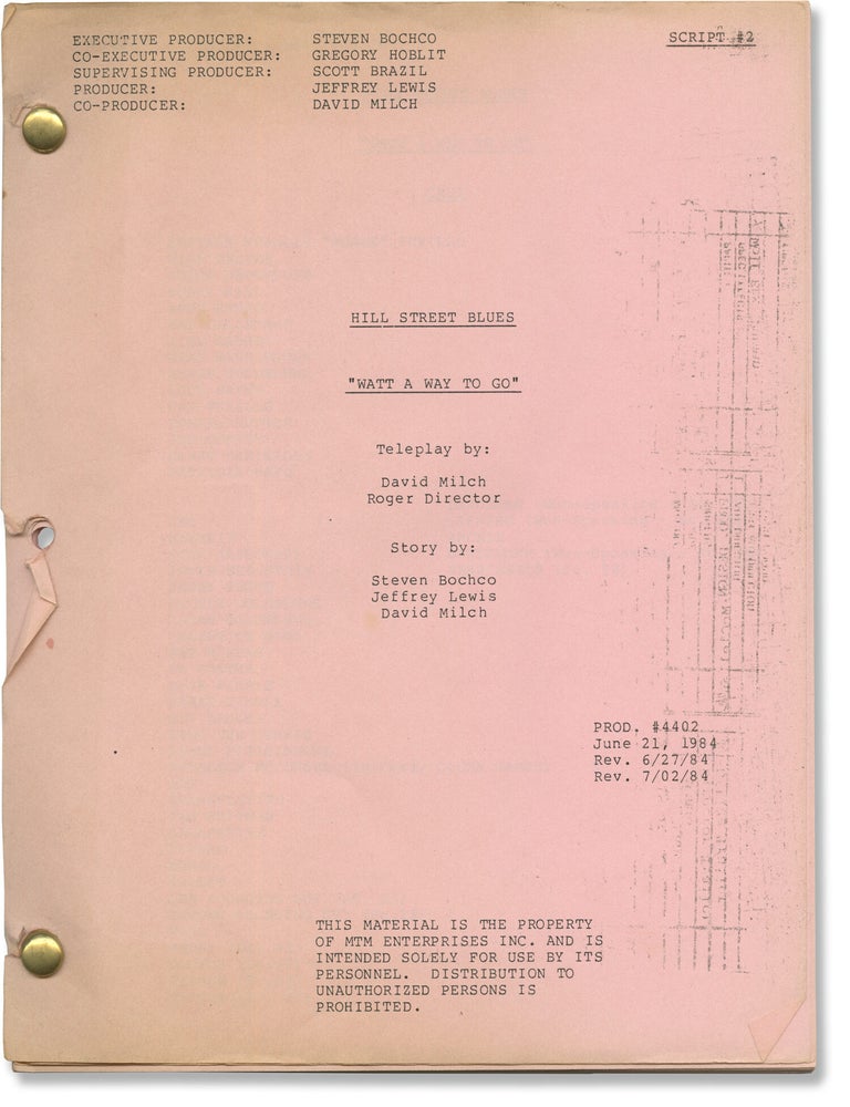 Hill Street Blues: Watt a Way to Go (Original screenplay for the 1984 television episode