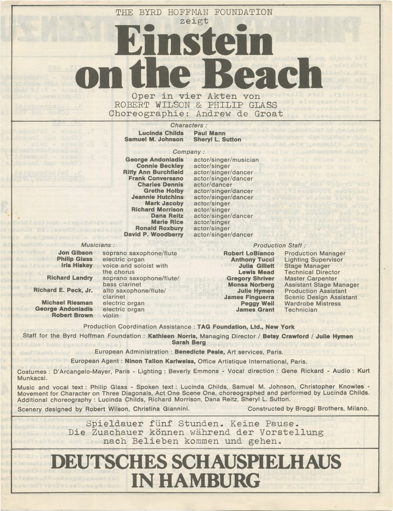 Einstein on the Beach: An Opera in Four Acts