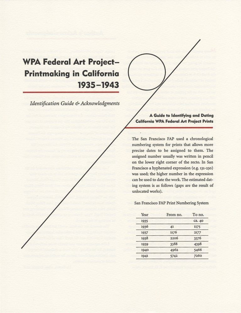 WPA Federal Art Project: Printmaking in California 1935-1943