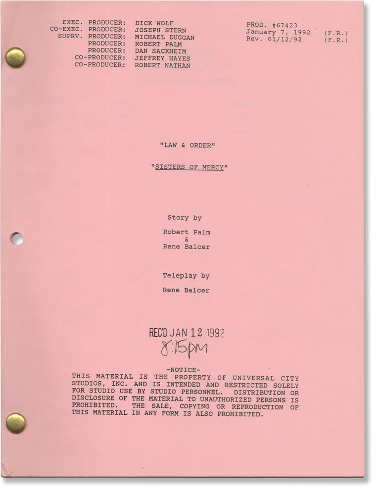 Book #171259] Law & Order [Law and Order]: Sisters of Mercy (Original screenplay for the 1992...