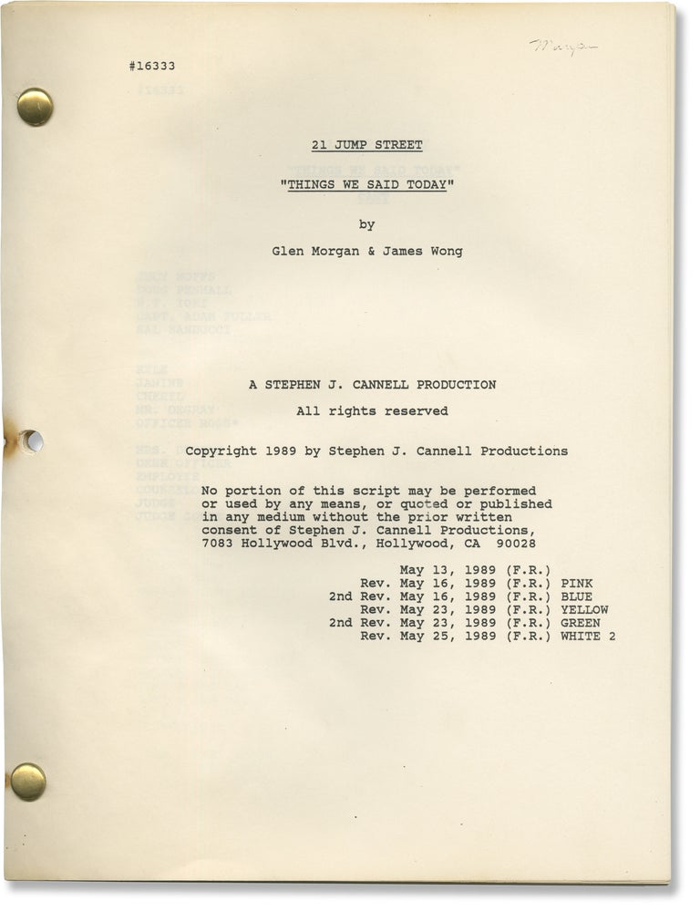 21 Jump Street: Things We Said Today (Original screenplay for the 1989 television episode