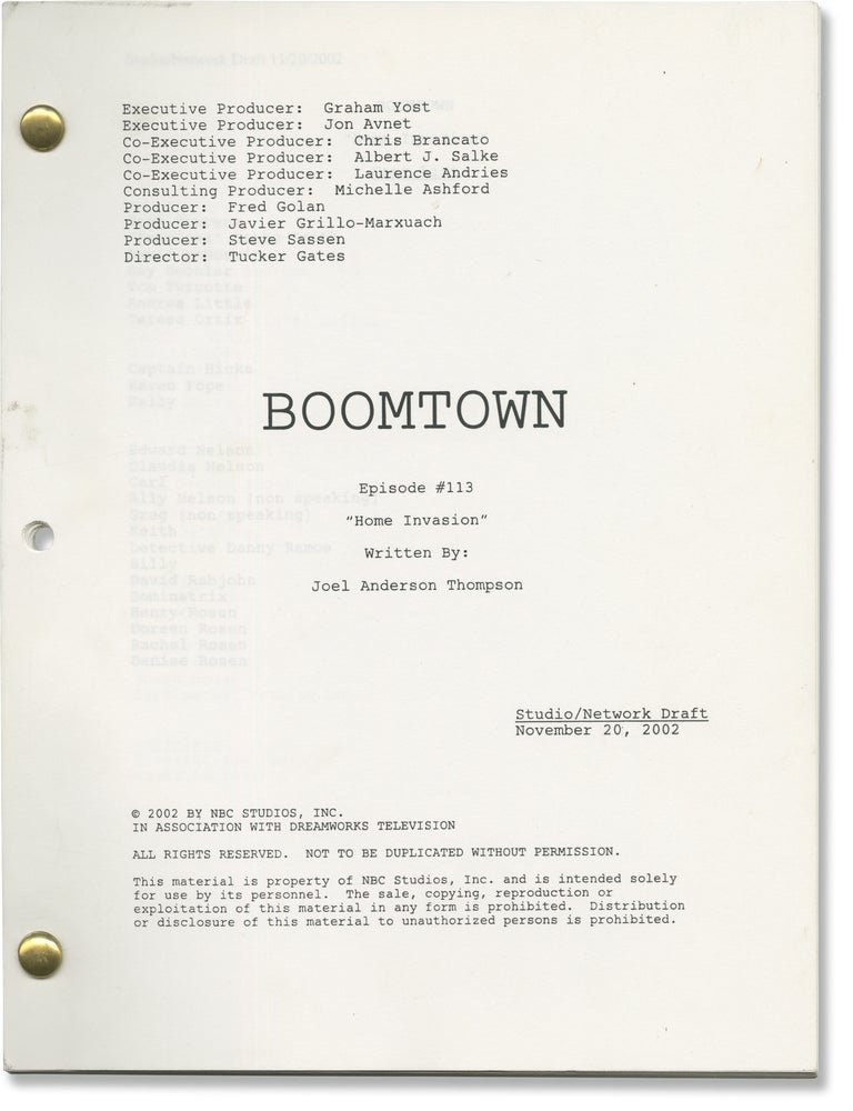 Book #171285] Boomtown: Home Invasion (Original screenplay for the 2003 television episode)....