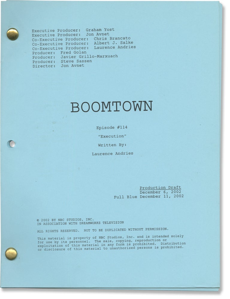 Book #171287] Boomtown: Execution (Original screenplay for the 2003 television episode). Donnie...