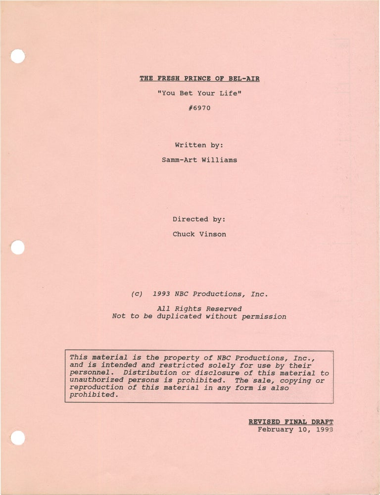 The Fresh Prince of Bel-Air: You Bet Your Life (Original screenplay for the 1993 television episode