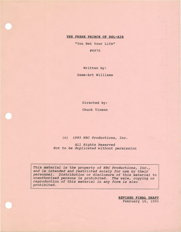 The Fresh Prince of Bel-Air: You Bet Your Life (Original screenplay for the 1993 television episode