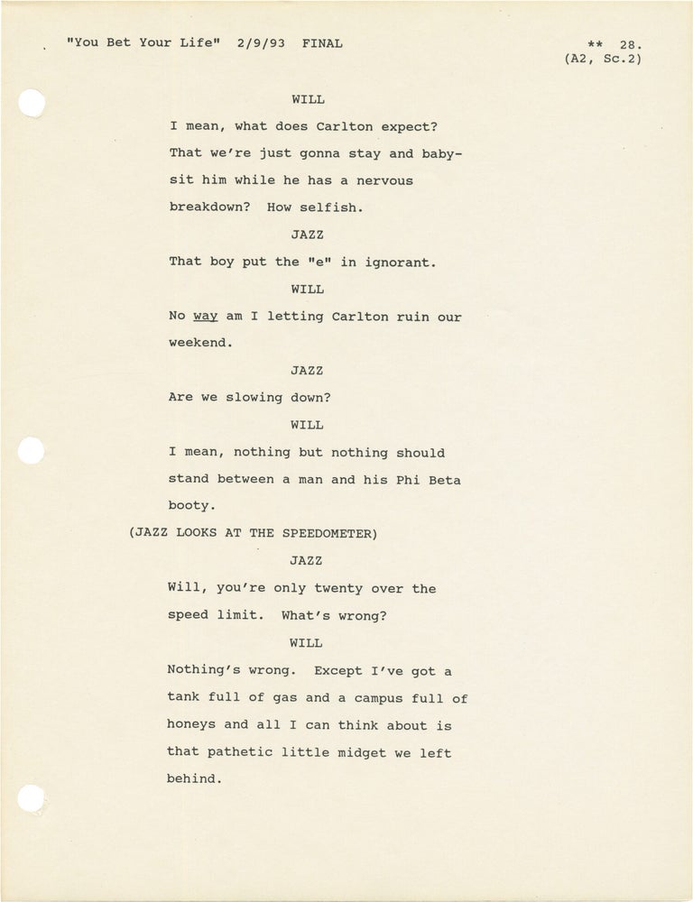 The Fresh Prince of Bel-Air: You Bet Your Life (Original screenplay for the 1993 television episode