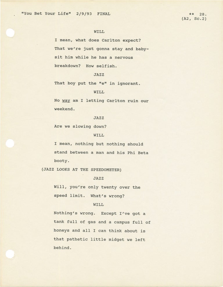The Fresh Prince of Bel-Air: You Bet Your Life (Original screenplay for the 1993 television episode