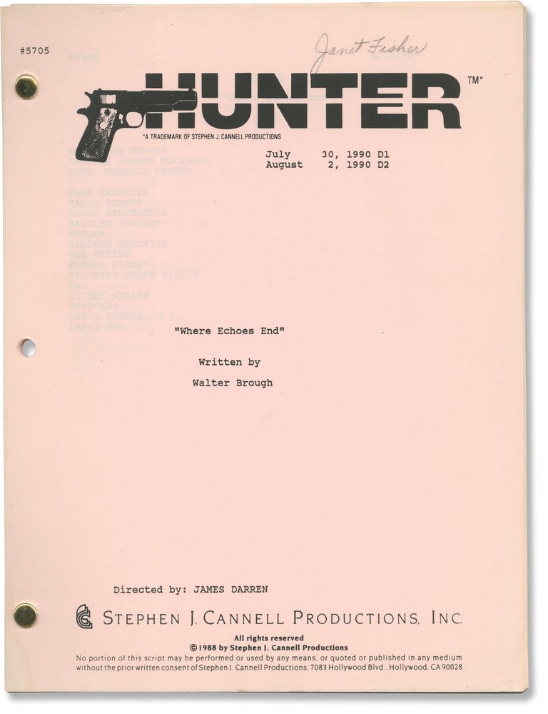 Book #171467] Hunter: Where Echoes End (Original screenplay for the 1990 television episode)....