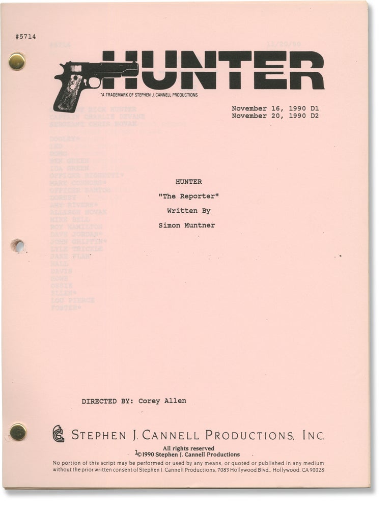Hunter: The Reporter (Original screenplay for the 1991 television episode