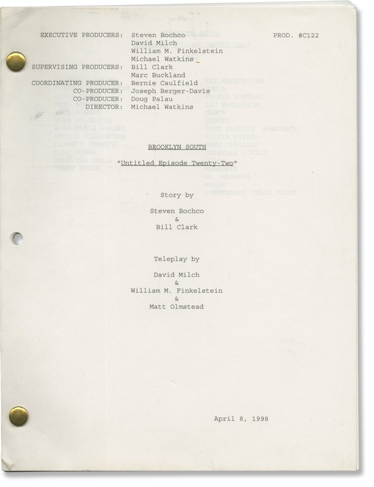 Brooklyn South: Queens for a Day [Untitled Episode Twenty-Two] (Two original screenplays for the...