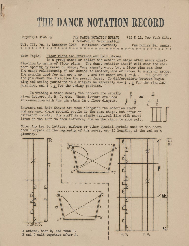 Collection of material produced by The Dance Notation Bureau, 1943-1946