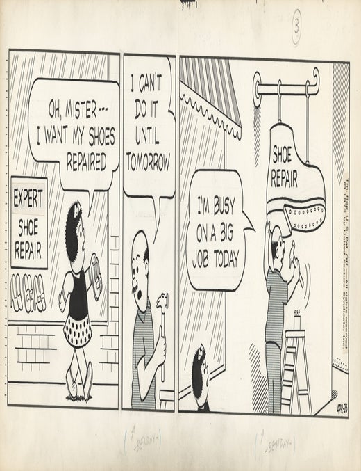 Original artwork for Nancy comic strip, April 26, 1972