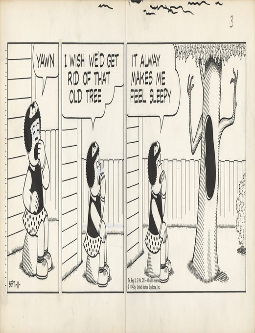 Original artwork for Nancy comic strip, September 11, 1974