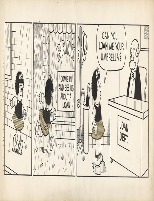 Original artwork for Nancy comic strip, circa 1970s