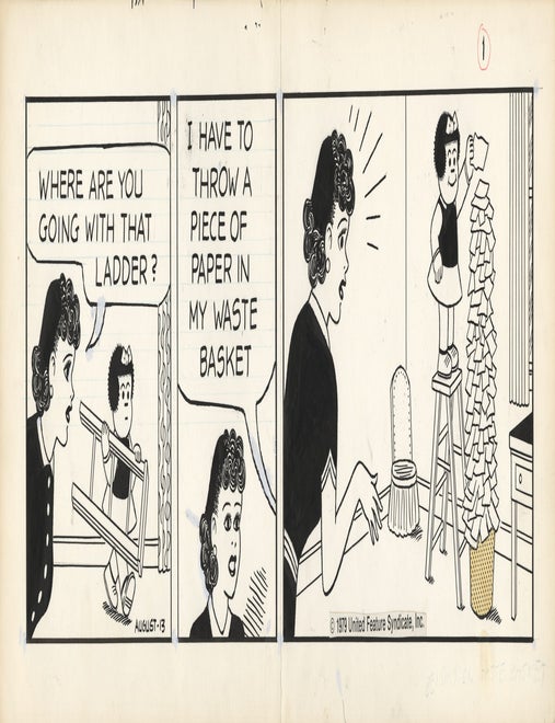 Original artwork for Nancy comic strip, August 13, 1979
