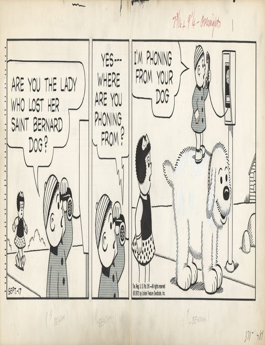 Original artwork for Nancy comic strip, September 17, 1973