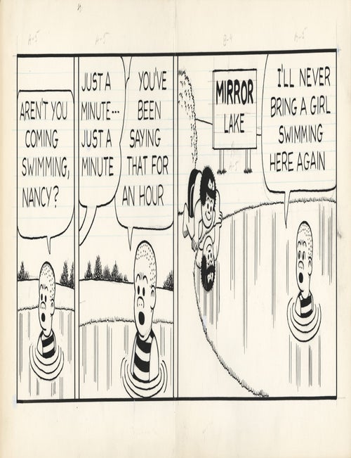 Original artwork for Nancy comic strip, circa 1970s